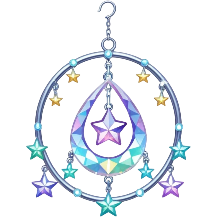 Sparkly glittery aesthetic Iridescent suncatcher hanging crystals and tiny stars aesthetic decoration emoji