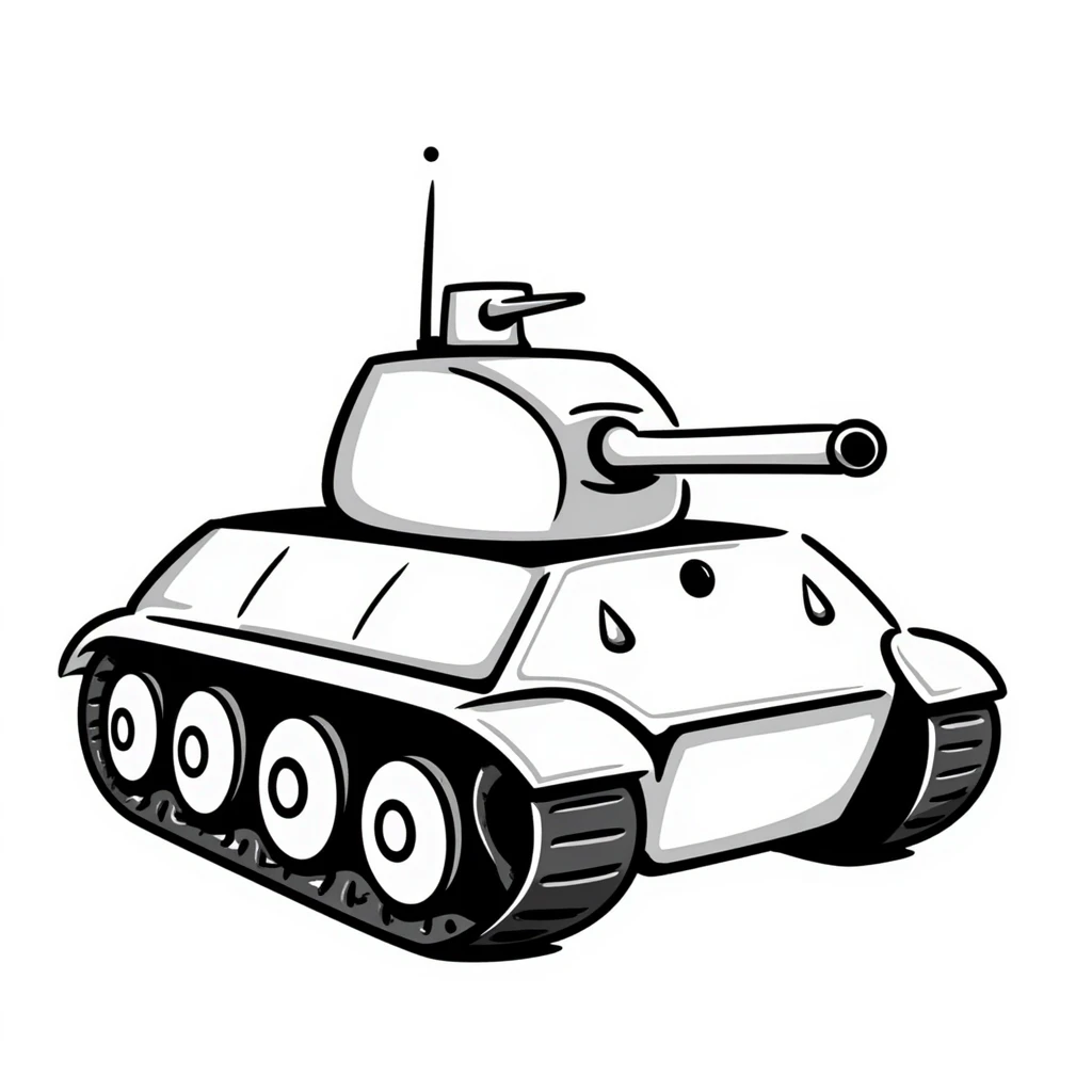 Hand-drawn battle tank with tracks and turret emoji