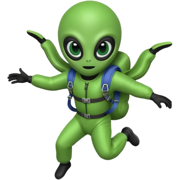 Skydiving alien with parachute emoji