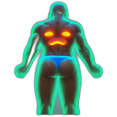 Juicy booty neon sign style man emoji