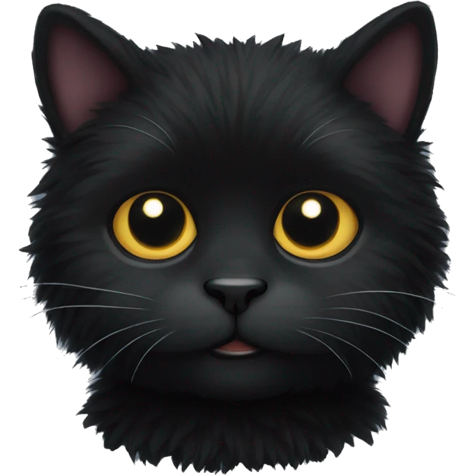 black fuzzy cat squeezed eyes emoji