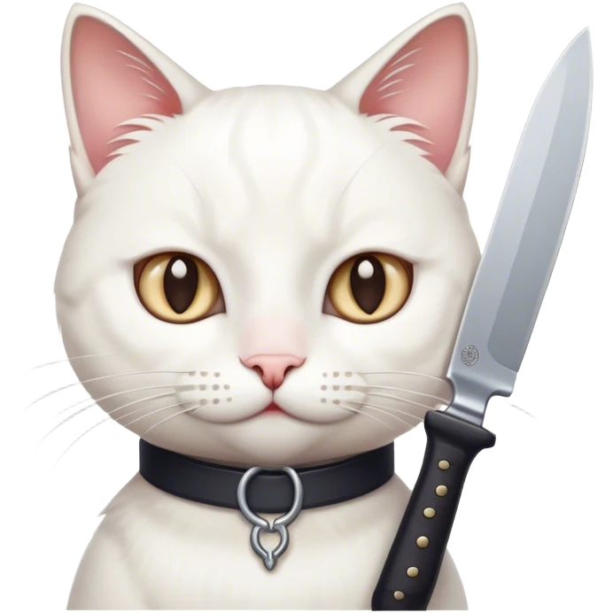 White Cat with knife emoji