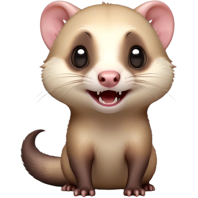 Cinematic Comical Ferret Portrait Emoji, Head tilted dramatically with an exaggeratedly shocked expression, featuring a slender, wiggly body and a distinct ferret head with a pointed snout and small ears, with wide, hilariously expressive eyes full of humorous disbelief, Simplified yet hilariously expressive features, highly detailed, glowing with a slightly sassy natural glow, high shine, dramatic yet playful, stylized with an air of quirky charm, soft glowing outline, capturing the essence of a meme-worthy ferret that looks ready to scamper into viral fame! emoji