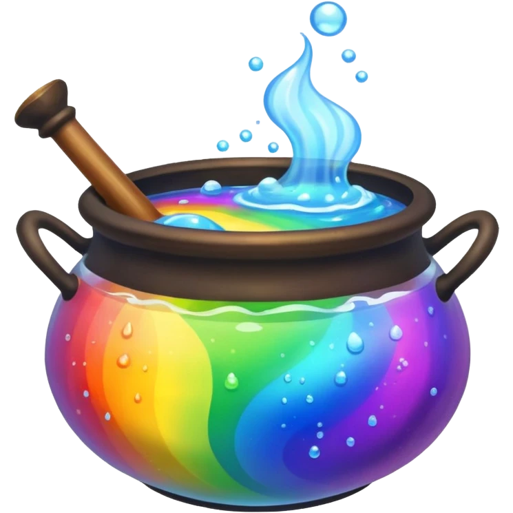 rainbow potion in a cauldron emoji
