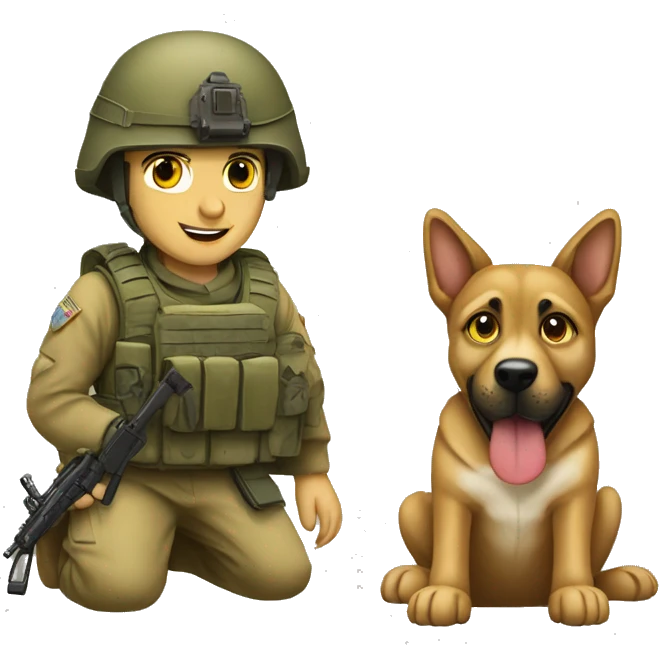 IDF Israeli soldier and K9 army dog. emoji
