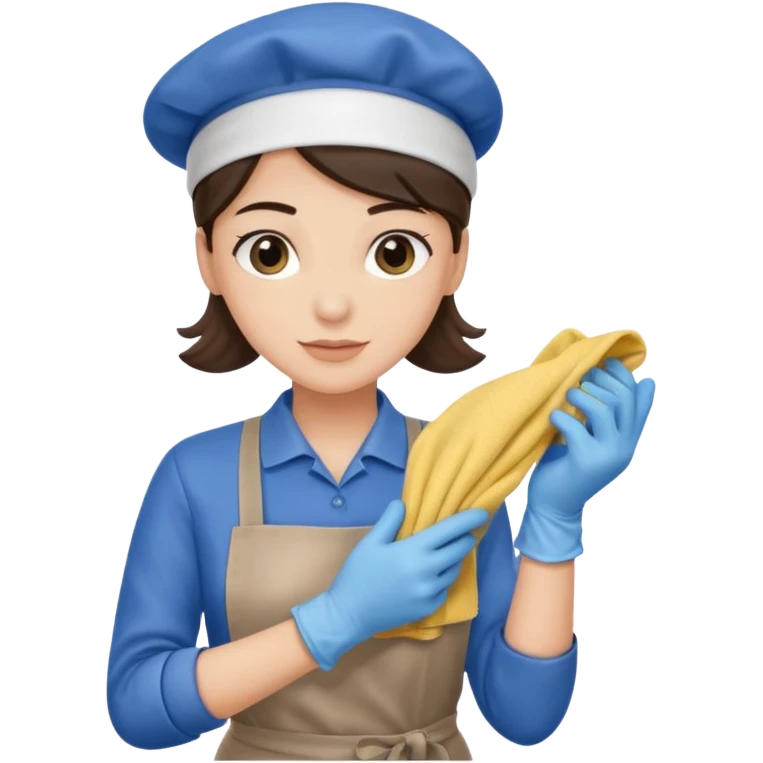 Cleaner + blue gloves + rag, Cafe staff. emoji