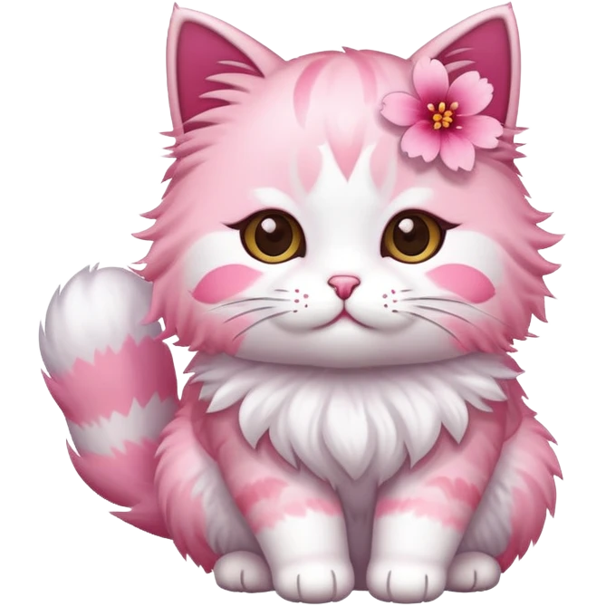 Pink sakura cat  emoji