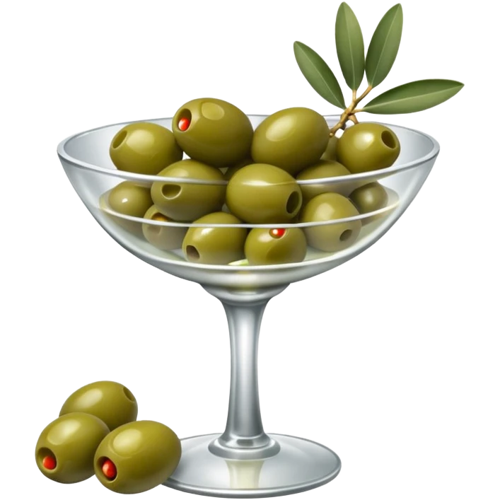 Silver cocktail dish filled with green olives  emoji