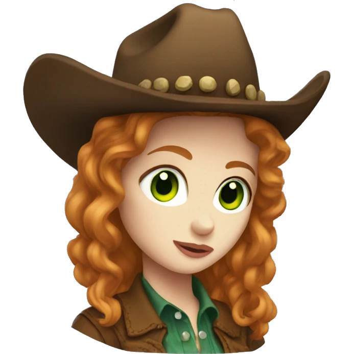 Cowgirl, pale skin, ginger, green eyes emoji