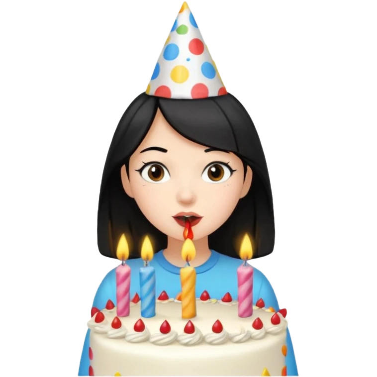 girl for birthday with black hair emoji