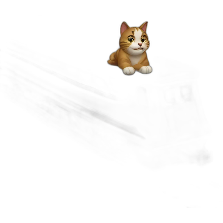 Giant cat riding a train emoji