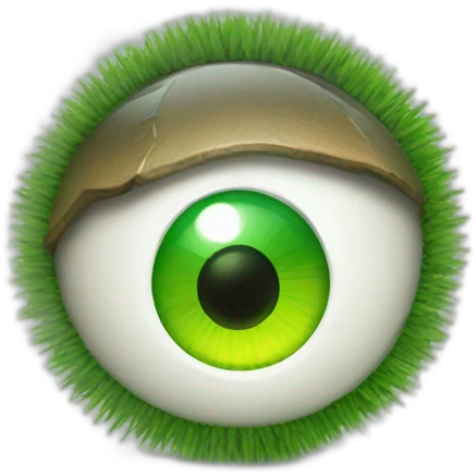 an eyeball with a green lawnmower reflection emoji