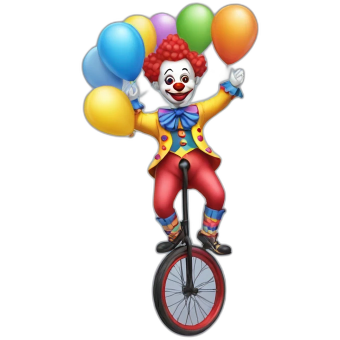 Clown on a unicycle holding balloons emoji