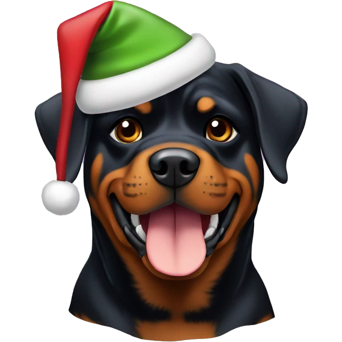 Rottweiler with Christmas hat emoji