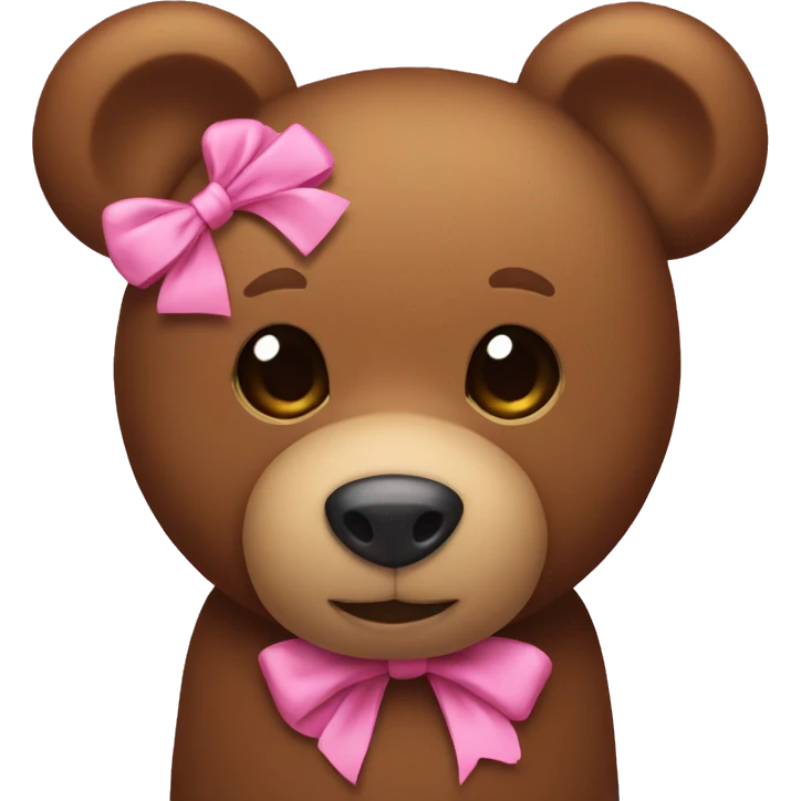 Brown teddy bear with pink bow emoji