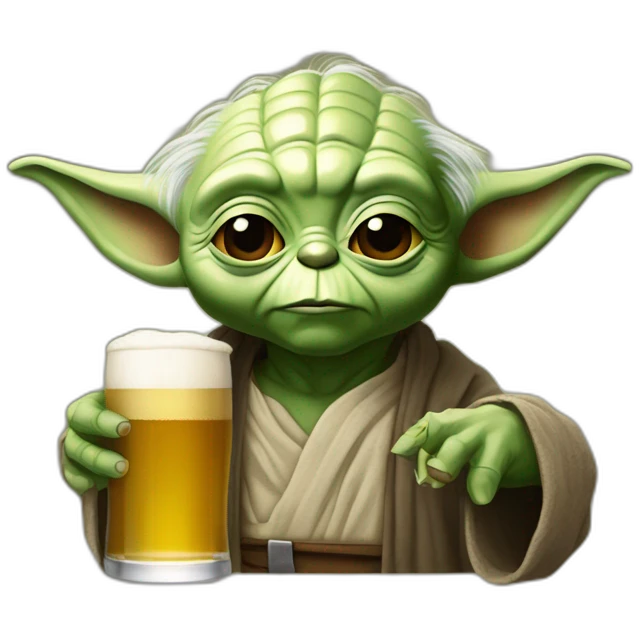 Yoda buvant une bière emoji
