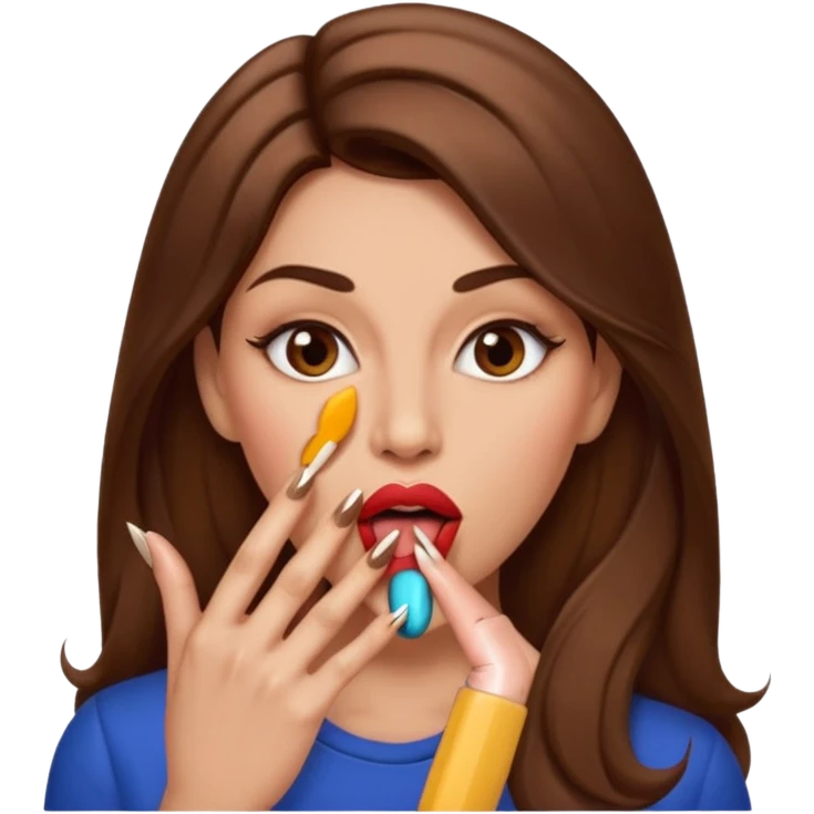 Big lips long nails bestie circle head biting her 1 nail emoji