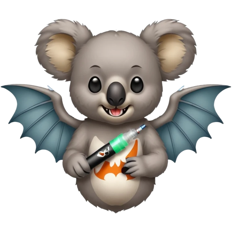 Koala with bat wings and fangs , wearing Nike dunks and holding a vape pen emoji