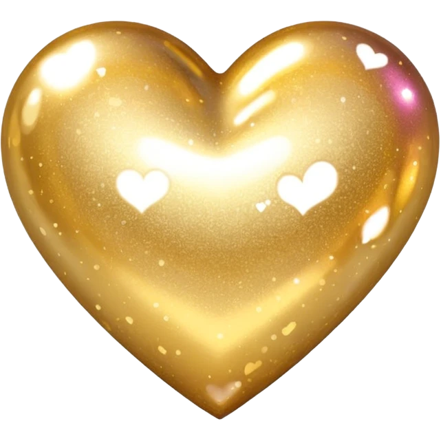 Change the glittery silver color heart with a subtle gradient and no border to a glittery gold color heart with a subtle gradient and no border. Keep the background transparent. Maintain the style and subtle gradient effect of the original heart. emoji