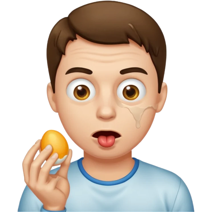 guy drooling alot of spit, holding egg emoji