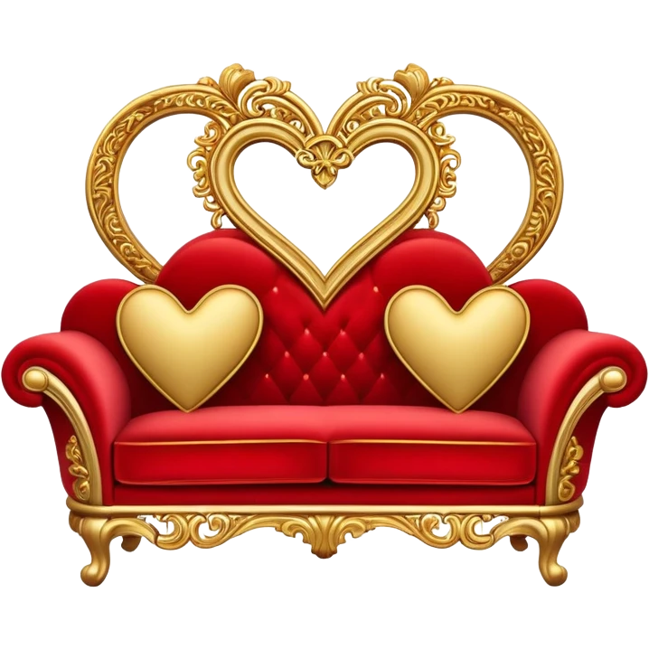 Romantic red and gold heart-couch emoji