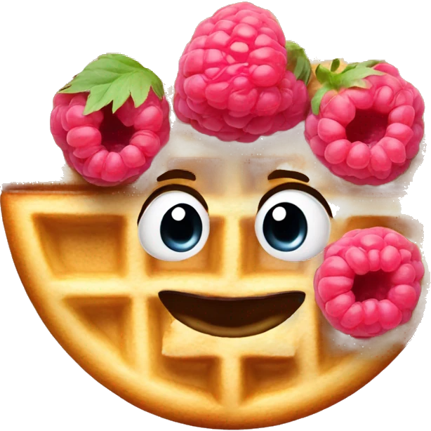 Waffle with pastel pink raspberry emoji