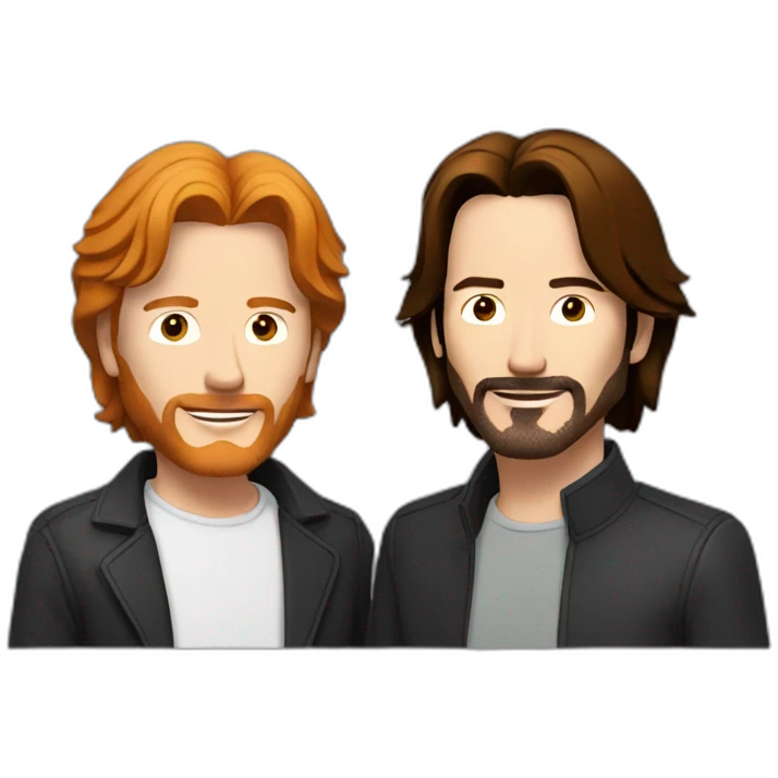 tom crossman with ginger hair hanging out with keanu reeves emoji