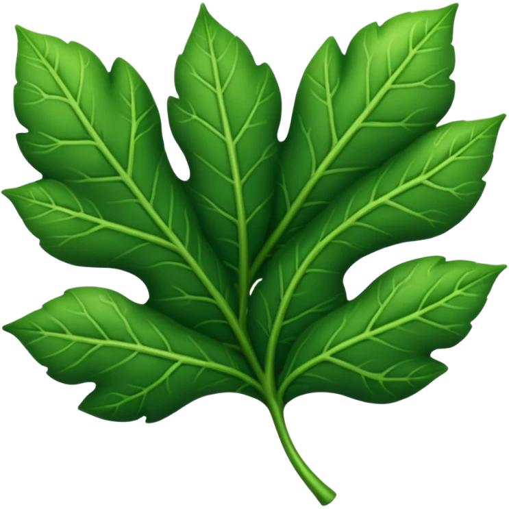 "iOS style leaves emoji, green with detailed veins, no background" emoji