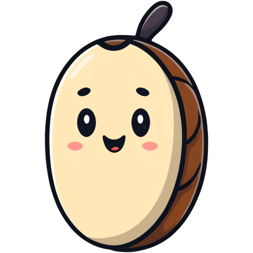 a coffee bean with a cute face emoji