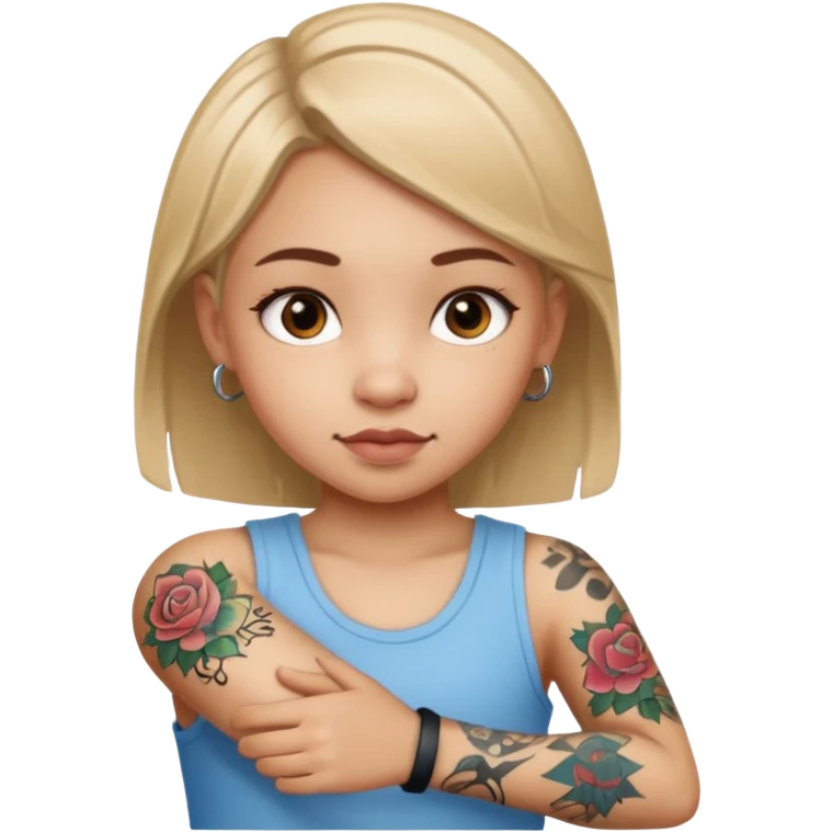 girl kid with tattoo emoji