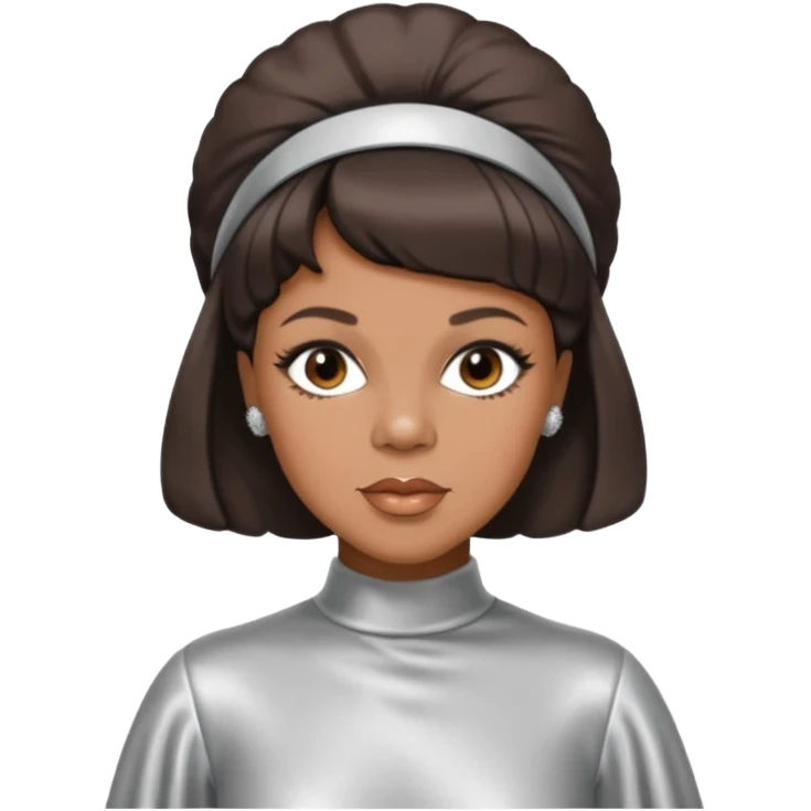 Florence Ballard from The Supremes with dark brown hair, silver outfit emoji