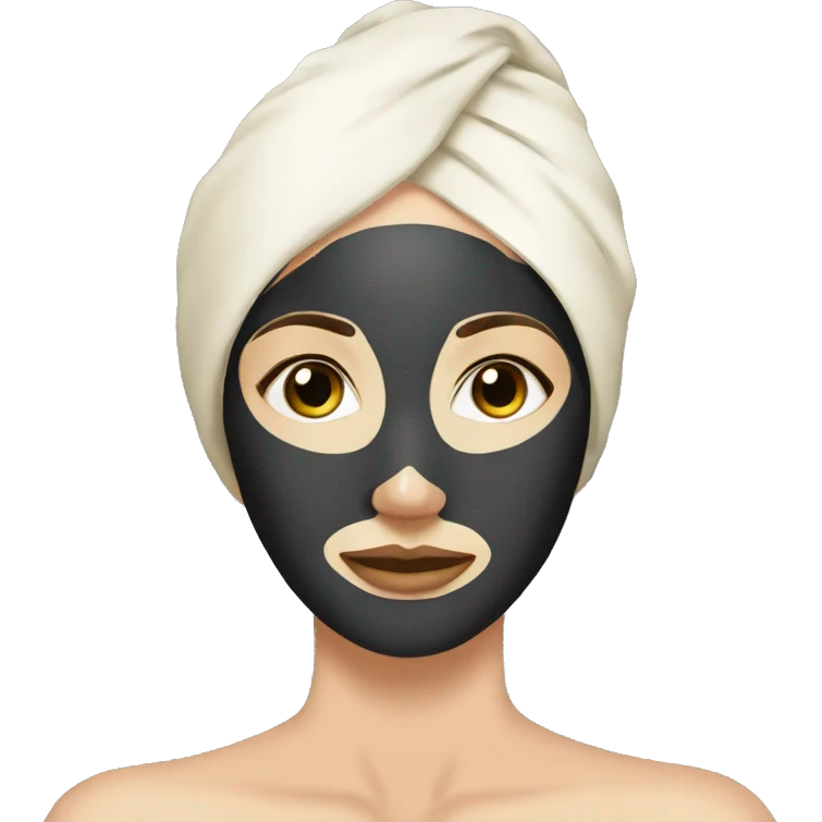 Lady with face mask spa beauty full face relaxing emoji