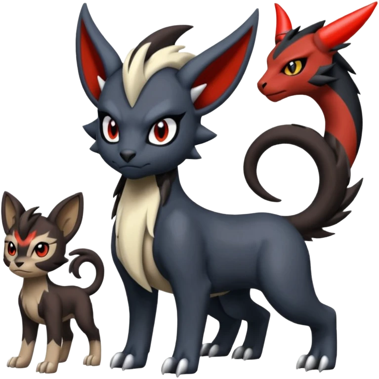 Handsome cool badass edgy Meloetta-Absol-Houndour-Litten-Guilmon-Giratina-Pokémon-Fakémon-fusion-hybrid-creature emoji
