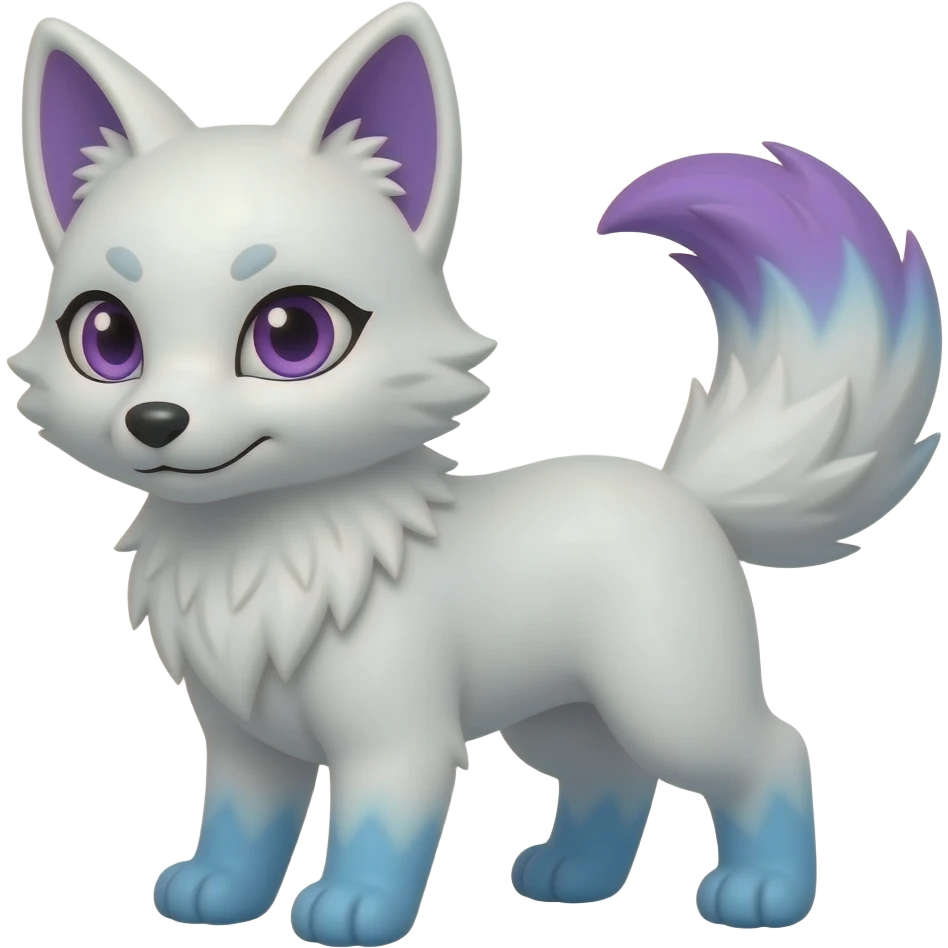 White Kitsune with purple eyes and purple tip tail even blue fluffy paws emoji