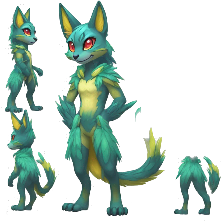Anthro Sona Cool Edgy Legendary Colorful Shy Shiny Fakemon-Fantasy-Creature With Full Body Detailed High Quality emoji