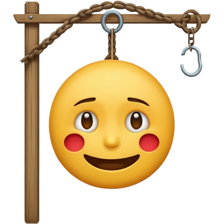 emoji hanging on a gallows, neutral clear style, expressive face, no text emoji