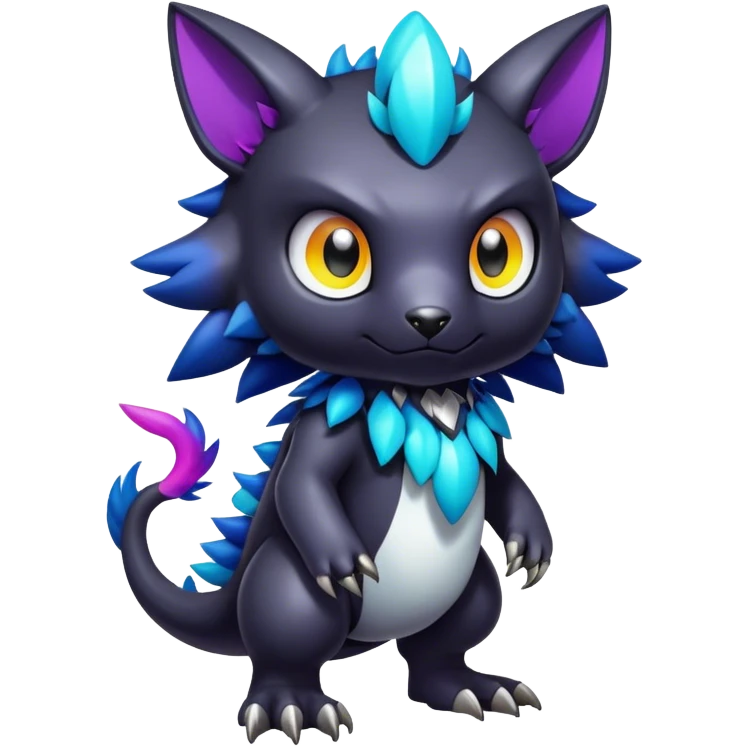 Cute cool colorful dark fantasy-Digimon-animal-hybrid full body emoji