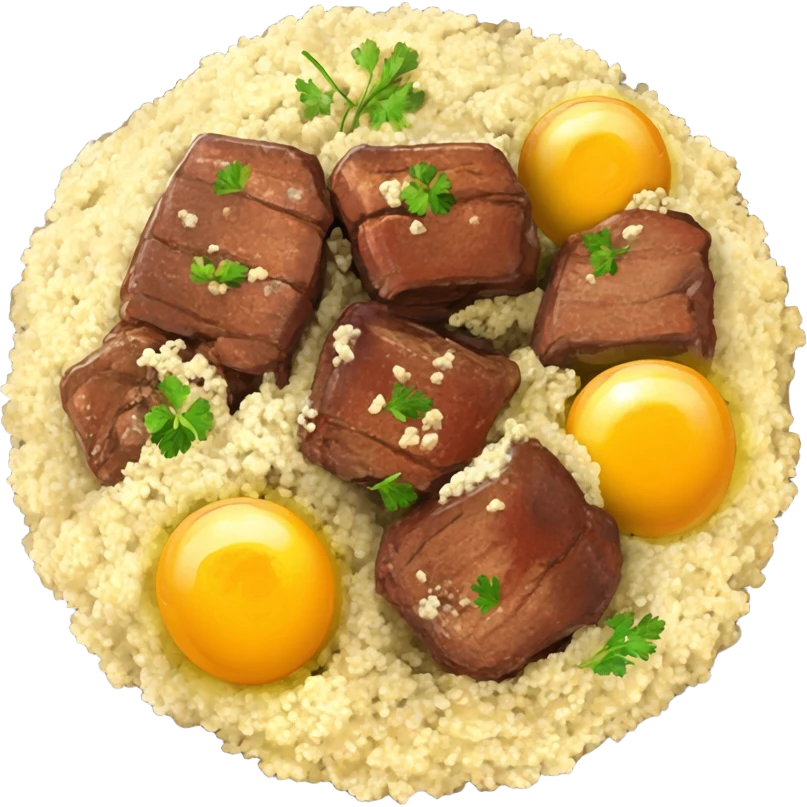 plate of couscous with meat and eggs emoji