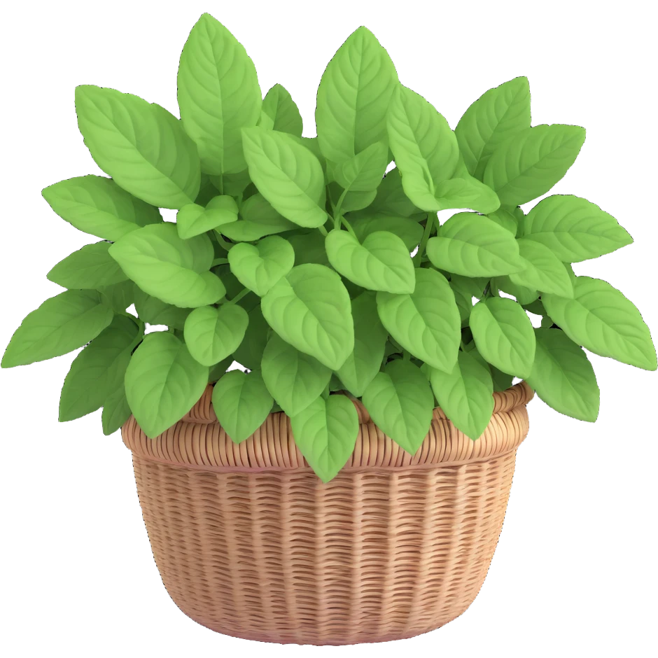 Plectranthus Verticillatus Swedish Ivy with trailing stems and round leaves in a coconut fiber basket emoji