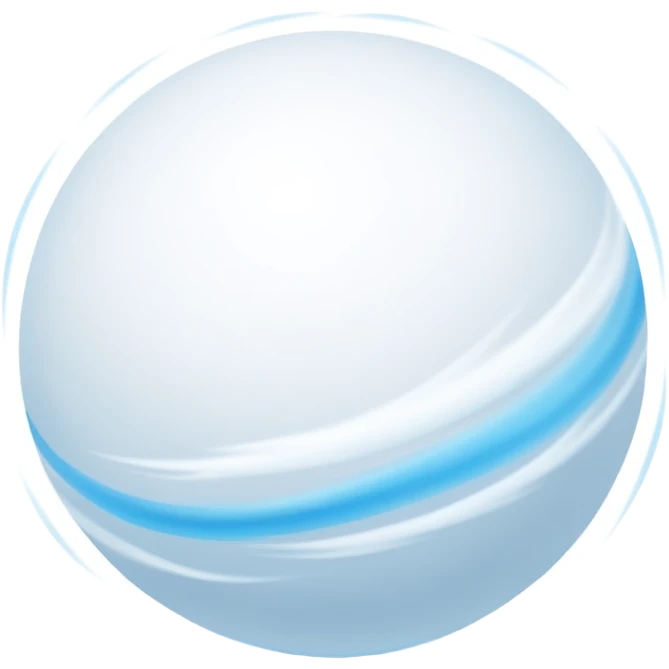 round snowball with flowing light blue and white motion blur trail, soft fluffy texture, cold and airy, modern iOS emoji style, clean minimal look, soft shadows emoji