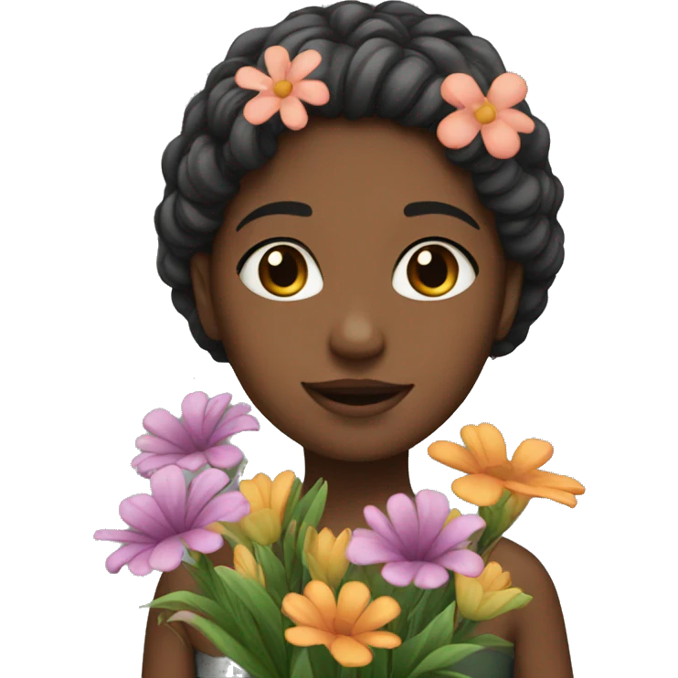 Girl with flowers  emoji