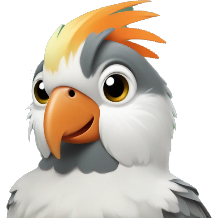 Grey Cockatiel orange cheeks with Dark Green Tail emoji