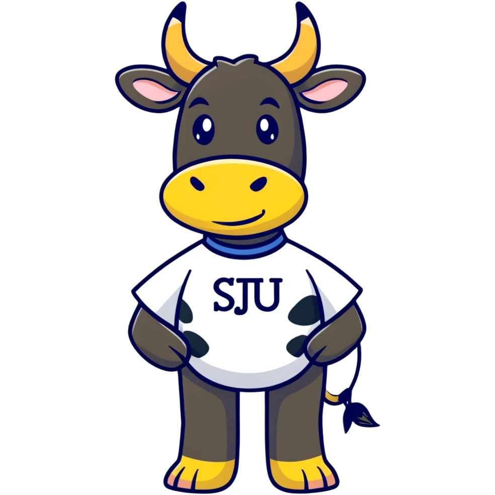cow wearing a t-shirt that says SJSU emoji