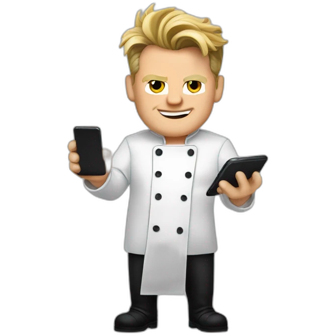 gordon ramsay with chef clothes cooking smartphone emoji