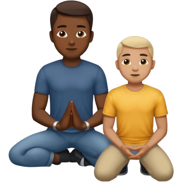 🙋🏾‍♂️🙇🏻‍♀️ layer the first emoji behind the second emoji  emoji