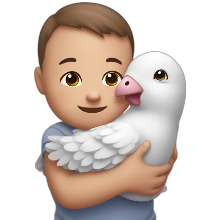 a cute baby hug a pigon emoji