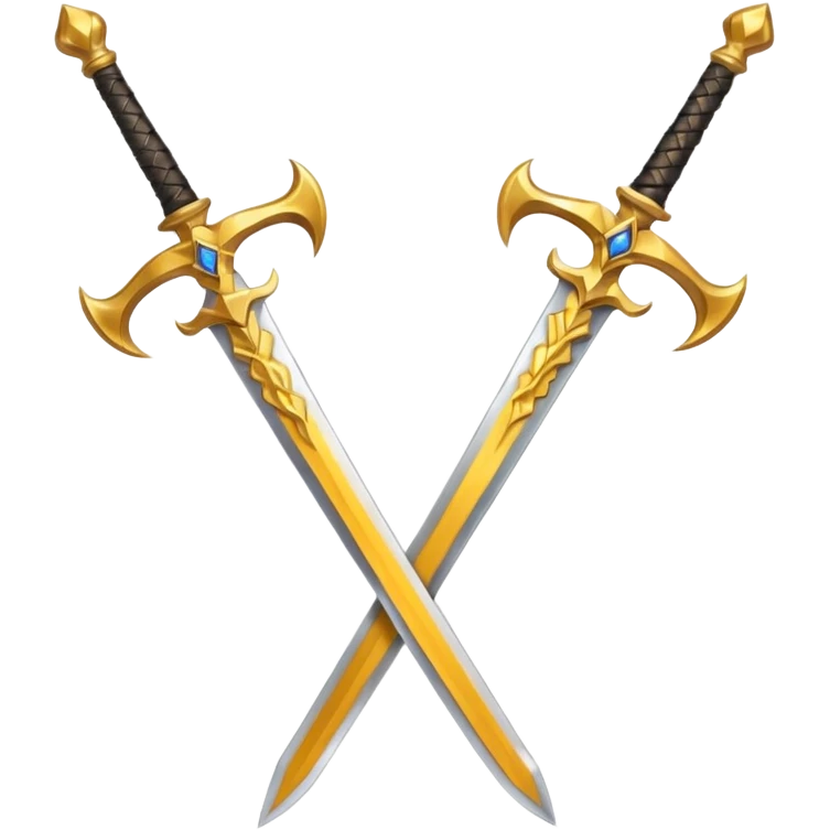 Two powerful on fire fully golden fiery royal crossed swords emoji
