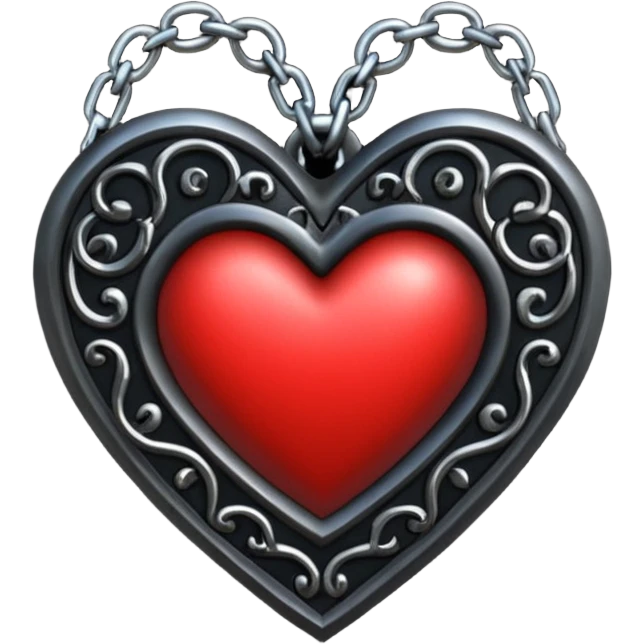 realistic gothic heart with a chain emoji