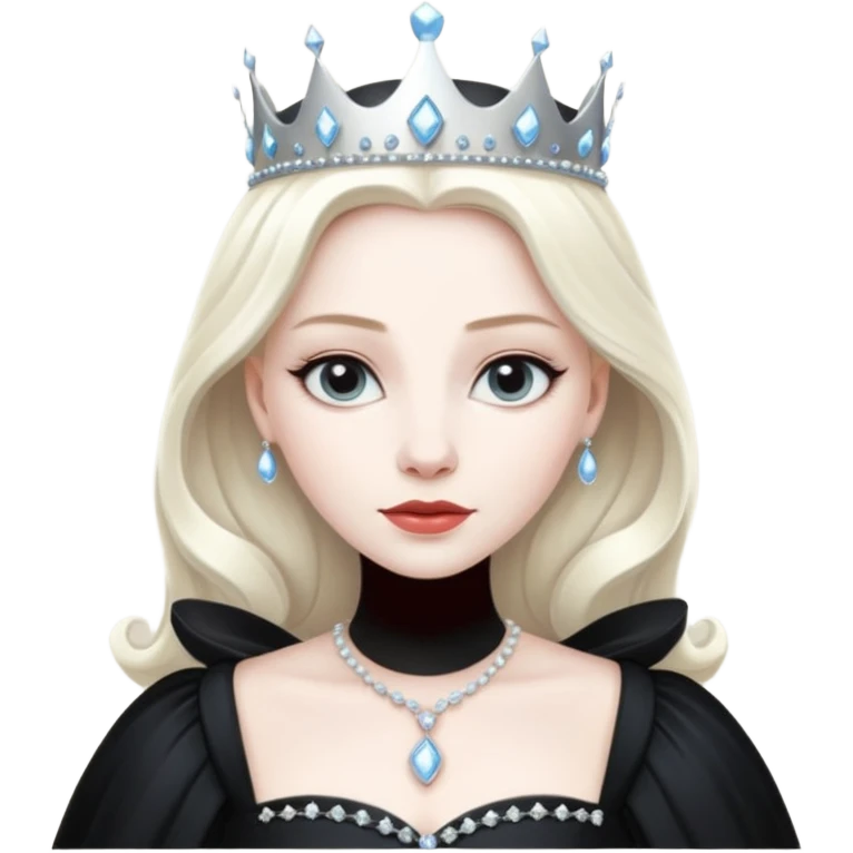 black chess pieces, queen, white emoji