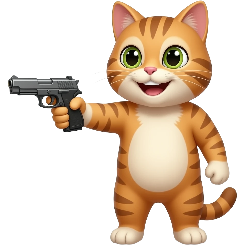Cat smiling and pointing a glock at you emoji emoji